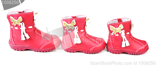 Image of Red leather baby boots
