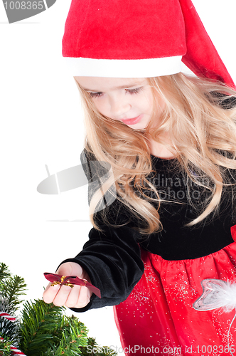 Image of Baby girl dressed up for Christams