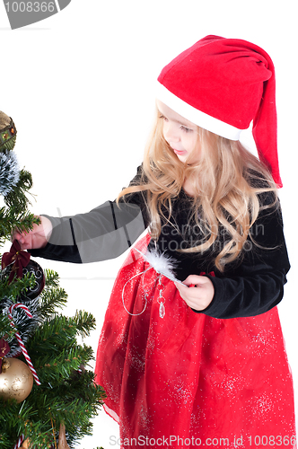 Image of Baby girl dressed up for Christams