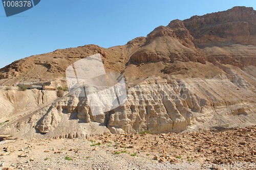 Image of Scenic striped mountain in stone desert 
