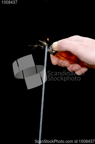 Image of Hand lighting a magnesium sparkle stick