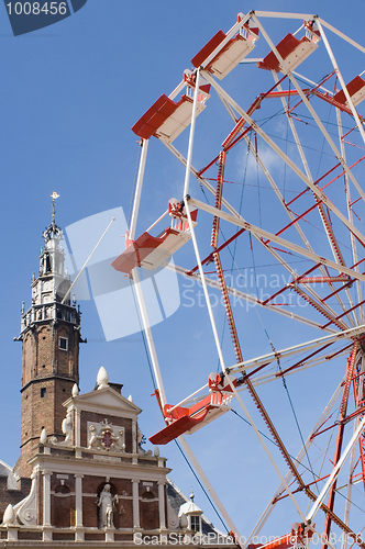 Image of Ferris Wheel with Old building