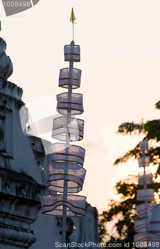 Image of Backlit tempel decoration in Thailand