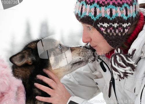 Image of woman with husky dog