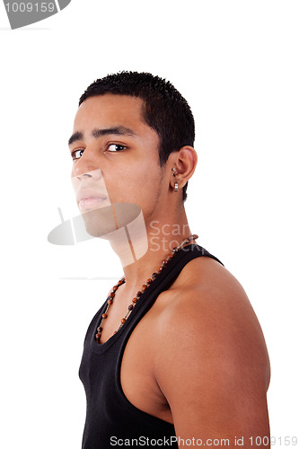 Image of young and handsome latin man,serious