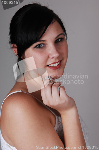 Image of Girl with engagement ring.