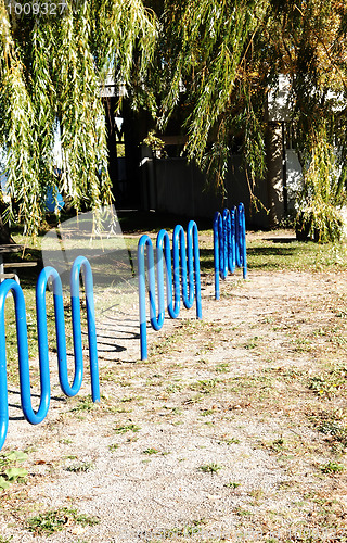 Image of Bike stand in a park.