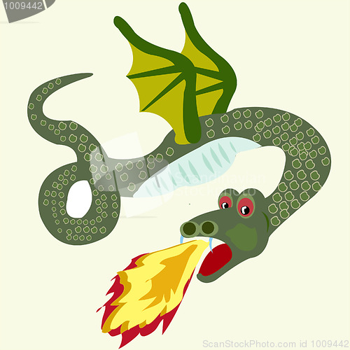 Image of Winged dragon disgorging flame