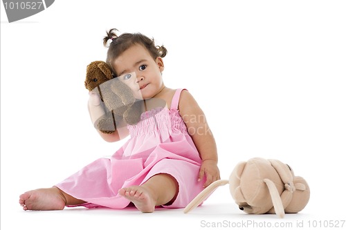 Image of cute little girl with teddy