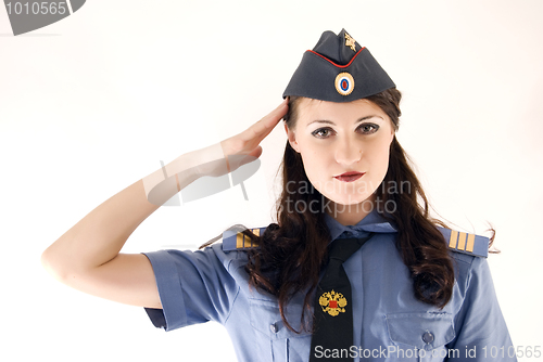 Image of Young attractive woman-policeman  