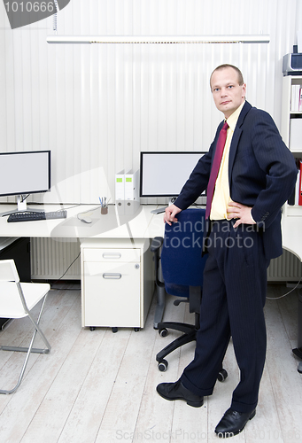 Image of Manager in an office with blinds