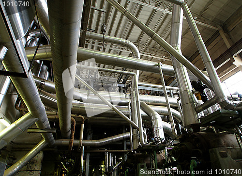 Image of Industrial zone, Steel pipelines, valves and ladders