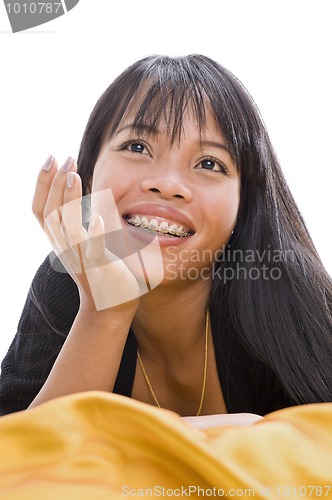 Image of beautiful woman with braces