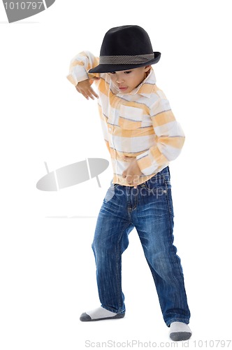 Image of cute little boy dancing