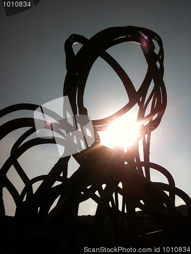 Image of steel man on llanbedrog cliffs