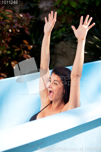 Image of Woman on Waterslide