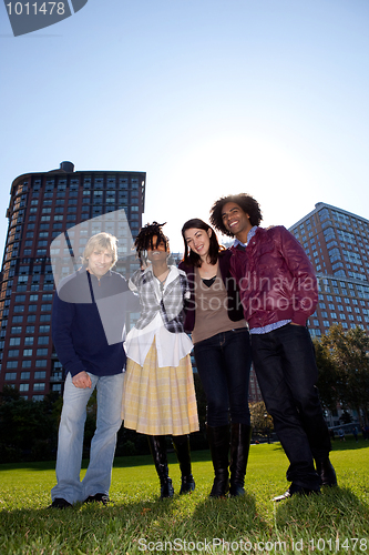 Image of Four People in Urban Park