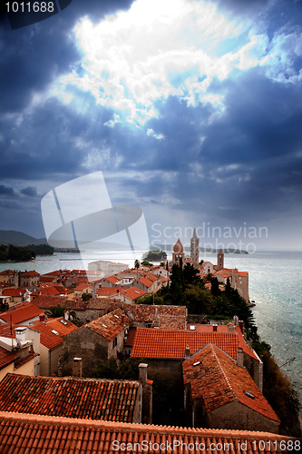 Image of Medieval Town Dramatic Sky