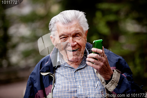 Image of Old Man with Cell Phone