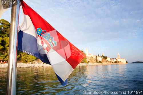 Image of Croatia Flag and Landscape