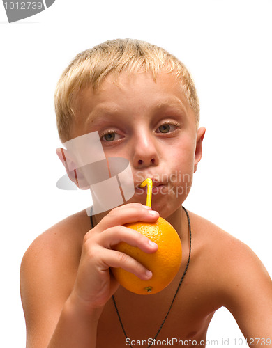 Image of Child with an orange.