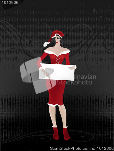 Image of Santa-woman on ornate background