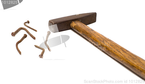 Image of Nails and hammer.