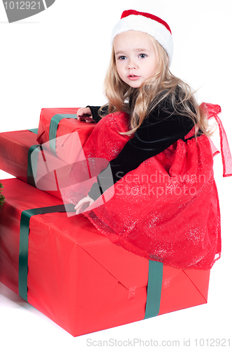 Image of Baby girl dressed up for Christams