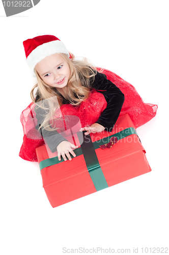 Image of Baby girl dressed up for Christams