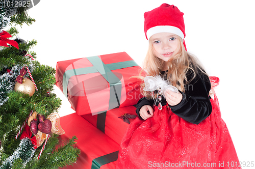 Image of Baby girl dressed up for Christams