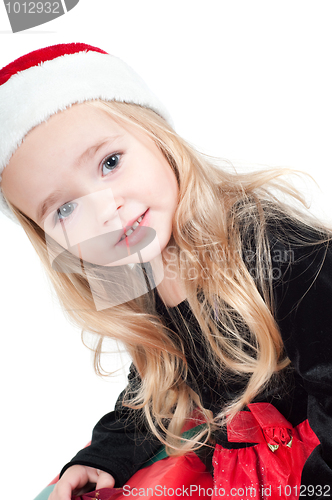 Image of Baby girl dressed up for Christams