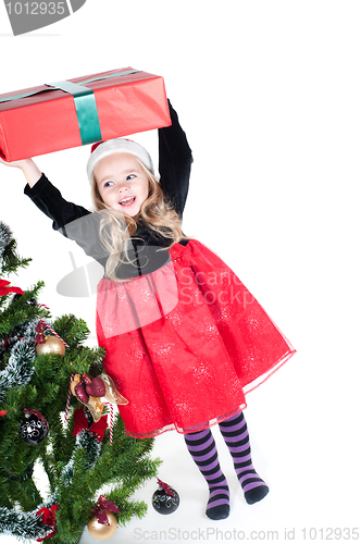 Image of Baby girl dressed up for Christams