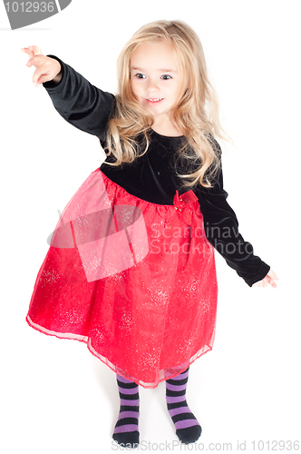Image of Baby girl dressed up for Christams