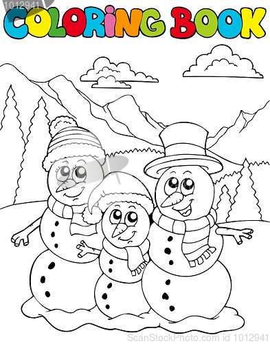 Image of Coloring book with snowman family