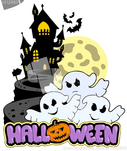 Image of Halloween theme with three ghosts