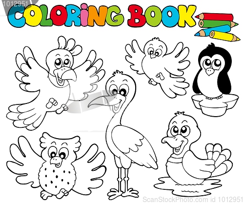 Image of Coloring book with cute birds 1