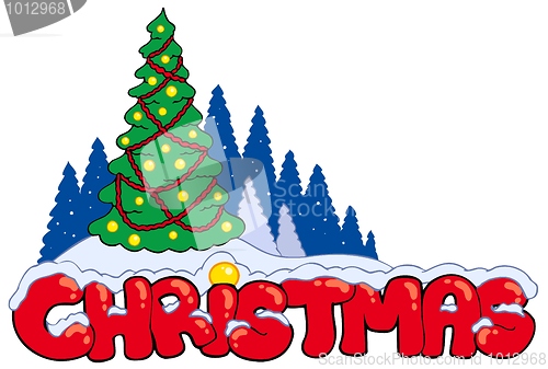 Image of Christmas sign with tree
