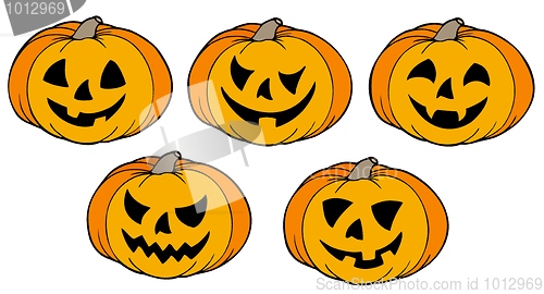 Image of Various Halloween pumpkins