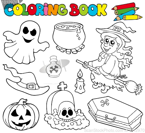 Image of Coloring book with Halloween images