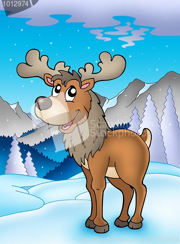 Image of Winter theme with reindeer