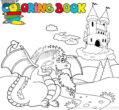 Image of Coloring book with big dragon 1