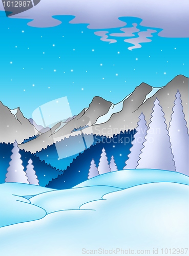 Image of Winter landscape with mountains