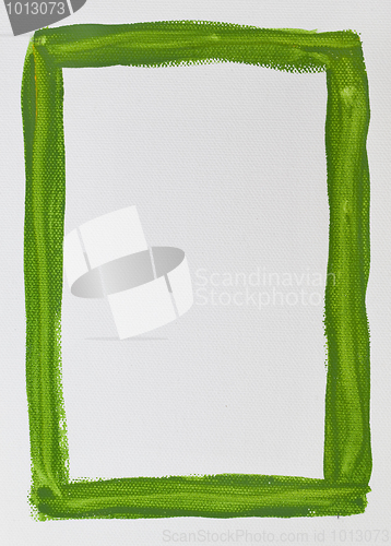 Image of green frame painted on white canvas
