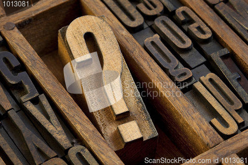 Image of question mark in vintage letterpress type