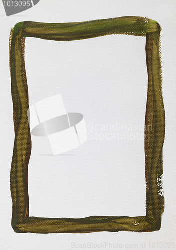 Image of green brown  frame painted on white canvas
