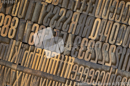 Image of vintage wooden letterpress types background