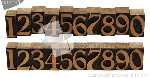 Image of wood numbers - vintage letterpress blocks