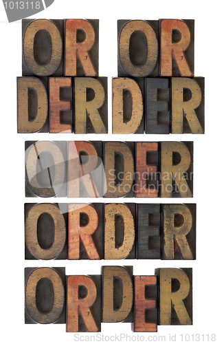 Image of order word in vintage wood type