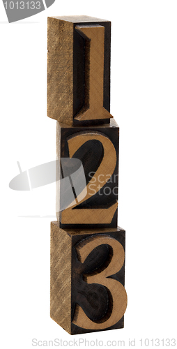 Image of one, two, three wood numbers