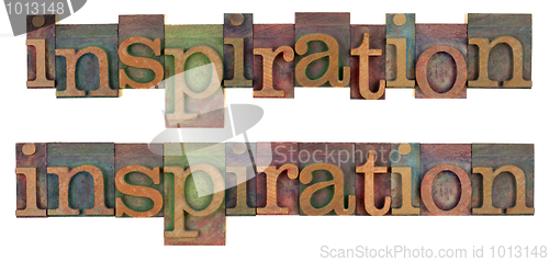 Image of inspiration word in wooden letterpress type